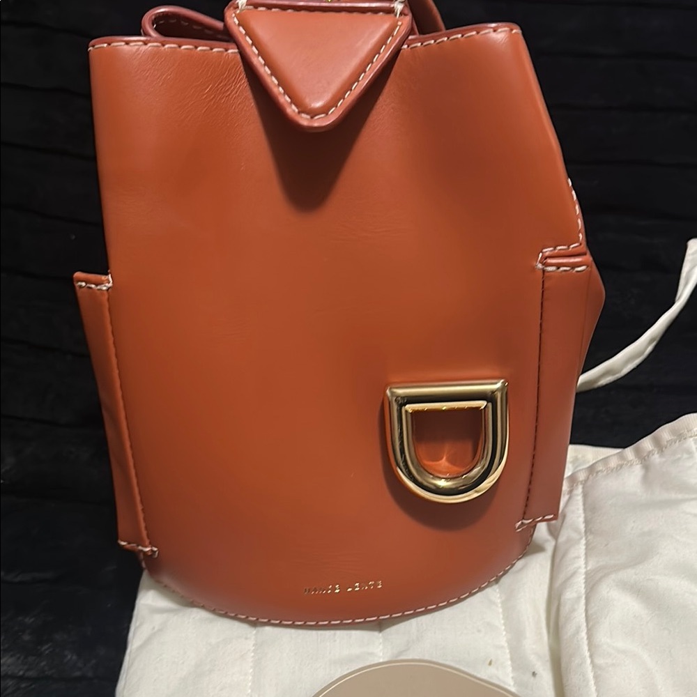 Women’s Tan Leather Backpack with Gold Accent - Picture 2 of 12